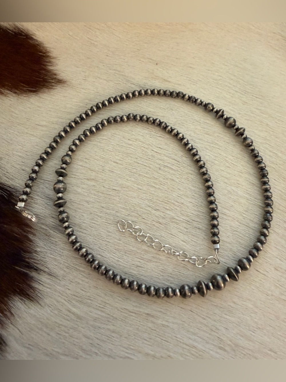 ❤️ 3mm 4mm 5mm 6mm Graduated Desert Pearls & Saucers Sterling 925 Necklace 18+2”